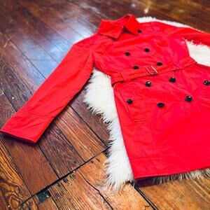Vintage Raincoat - Rainforest Brand. Adorable Red Raincoat With Black Buttons.